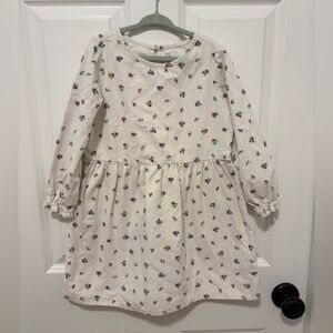 Beautiful off white, floral corduroy toddler dress.